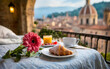 Breakfast in bed with a view of the old town