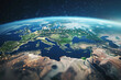 Planet Earth with Europe continent and atmosphere, view from outer space