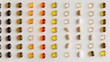 A group of various pills arranged neatly on top of a white surface, showcasing a selection of different types of dietary supplements