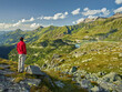 Wanderer, Blick vom Sprengkogel, Kitzsteinhorn, Glockner Gruppe, Hohe Tauern Nationalpark, Salzburg, Österreich