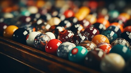 Close-up of Pool Table With Pool Balls