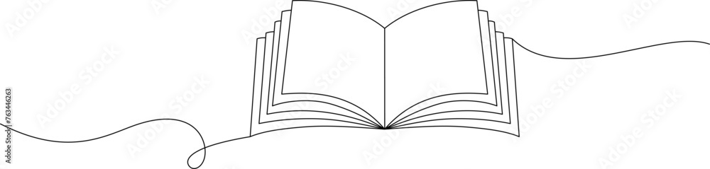 Line art black and white open book Stock Vector | Adobe Stock