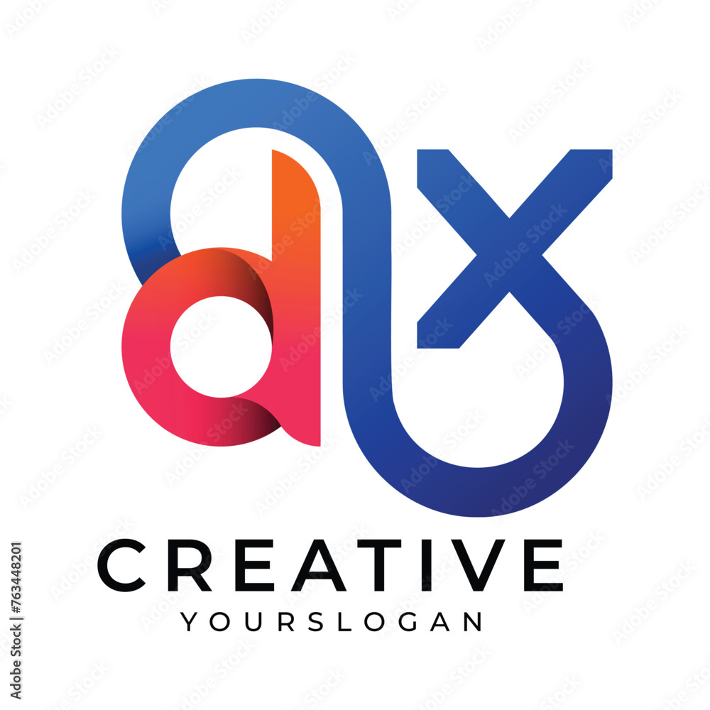Letter dx logo, vector colorful gradient logo design template Stock ...