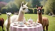 A Llama At A Tea Party With Other Animals Upscaled 2