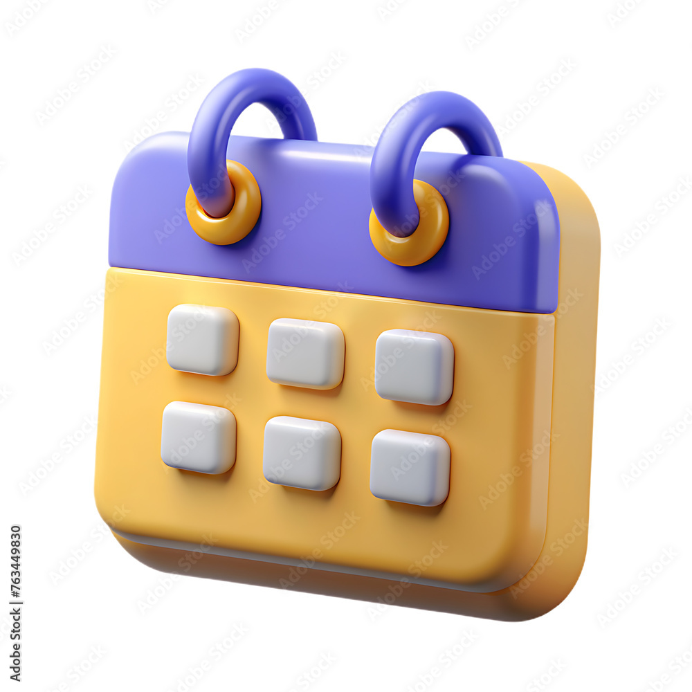 3d render icon illustration time concept calendar with checklist icon ...
