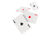 © Nofi - Four aces of diamonds clubs spades and hearts falling playing cards on transparent background
