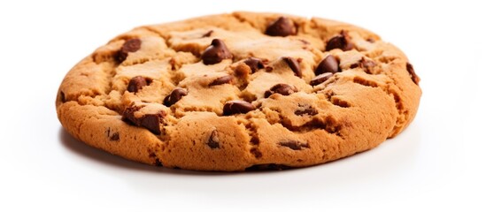 Poster - Close-up of a chocolate chip cookie on a white surface