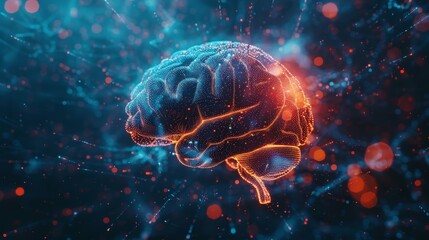 Technology Artificial intelligence (AI) brain digital data concept.