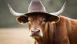 A Bull With A Cowboy Hat On Its Head Upscaled 3