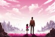 Father with his daughter fathers day concept Generative AI