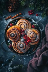 Wall Mural - Pan of Cinnamon Rolls With Powdered Sugar