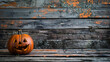 Camera dolly over field of carved pumpkins, Side View (Loopable) Halloween concept, Mr. Pumpkin Head (Jack O' Lantern, Generative Ai