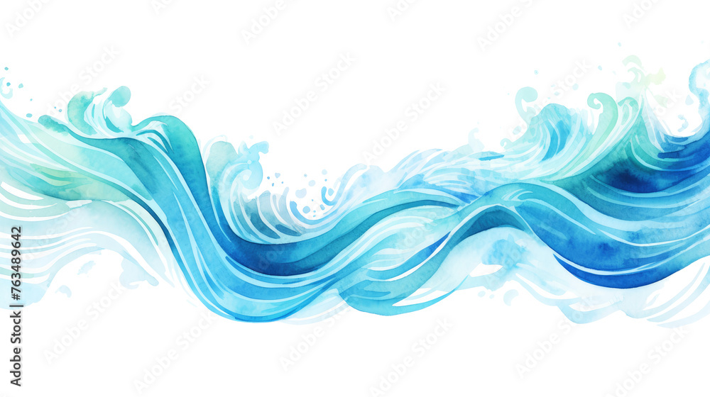Watercolor water waves blue, turquoise, ocean, sea wave, background ...