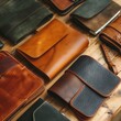Assortment of Premium Leather Wallets and Accessories, Great for Fashion and Retail Advertising