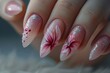 © Werckmeister - Pink elongated nail extension with fine glitter.