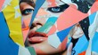 © vardan - Abstract modern art collage portrait of young woman man Trendy paper collage composition