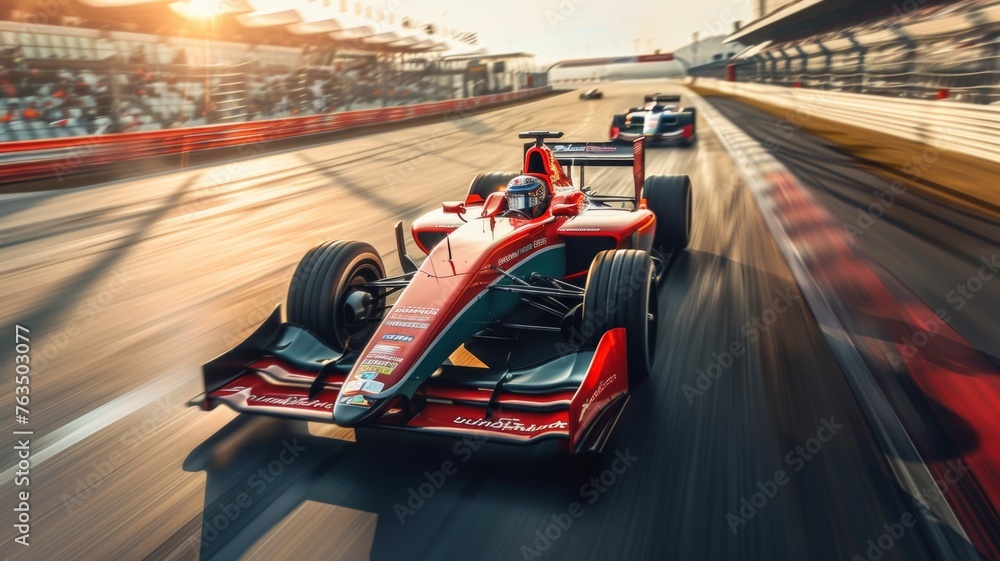 Motion blur, Race driver and race car racing on speed track, Car race ...