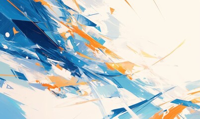 Wall Mural - Abstract painting of light blue and orange on a white background with light colors