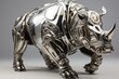 Metal Rhino Sculpture Displayed
