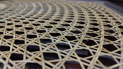 Ancient straw mesh technique table detail