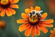 Revealing the sheer beauty of a bee amidst the fiery orange hues of helenium blooms 