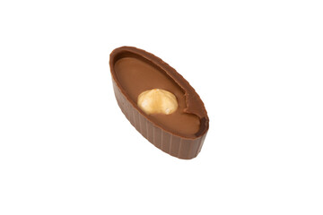 Wall Mural - Chocolate candy with a nut isolated on a white background.