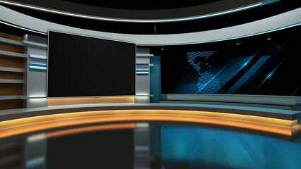 Tv studio. News room. Studio Background. Newsroom bakground. Backdrop for any green screen or chroma key video production. Loop