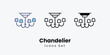 Chandelier icon thin line and glyph vector icon stock illustration