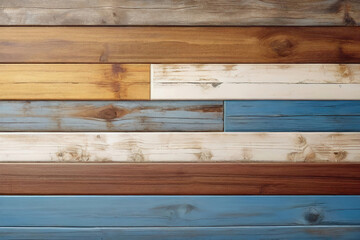 Brown and white and blue dirty wood wall wooden plank board texture background with grains and structures