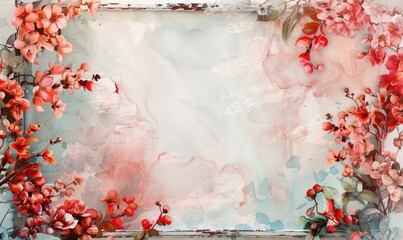 Copper frame on watercolor background, space for text