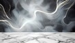abstract background with white marble pavement and clouds and smoke with light effects illustration