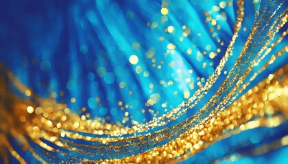 Wall Mural - blurred abstract blue background with gold glitter