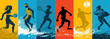 © Ricardo Algár - Panoramic collage with sports concept. Soccer, tennis, basketball, surfing, athletics... Sports in general