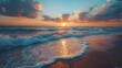 Serene Beach Sunset: Cinematic-Inspired Minimalist Scene Generative AI