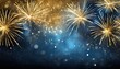 abstract gold black and blue glitter background with fireworks christmas eve 4th of july holiday concept