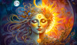 © Viks_jin - Goddess of the sun and the moon, spiritual imagination of duality, cosmic female power, sacred feminine, solar beings, visionary art, spiritual evolution, mystical new age symbolism. fantasy wallpaper