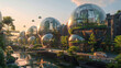 Futuristic City With Glass Domes