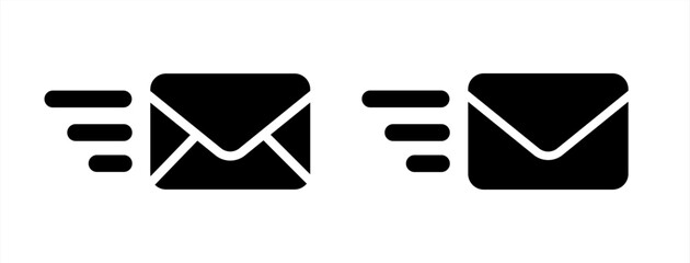 Poster - Send email message flat icon for apps and websites set. Vector illustration.