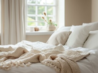 Cozy Bedroom with Natural Light and Plush Bedding in Modern Home