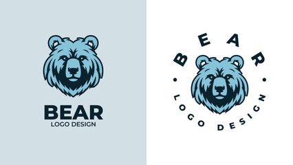 Wall Mural - Bear head logo design, Bear head emblem design, vector illustration of bear hear for logo and emblem, bear face vector logo.