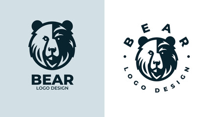 Wall Mural - Bear head logo design, Bear head emblem design, vector illustration of bear hear for logo and emblem, bear face vector logo.