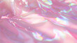 A whimsical, pastel pink backdrop with a holographic glaze, casting a spectrum of light across the surface. The holographic effect is blurred, adding a mystical quality.