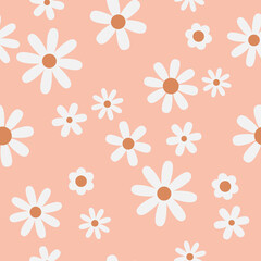 Wall Mural - Seamless vector pattern with daisy