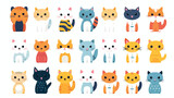 Fototapeta Dziecięca - cute funny colorful cats flat style vector 