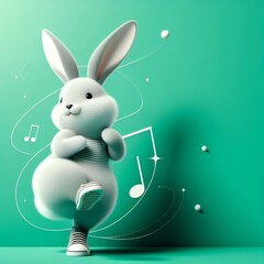 Poster - A cool bunny dancing for the upcoming easter event, insta poster background template with copy space created with generative ai