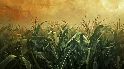 Wall Mural - Corn on a cornfield - agriculture photo
