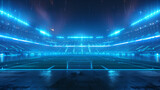 Fototapeta Fototapety sport - A stadium with a blue field and lights