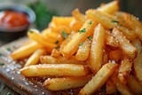 Fototapeta Do pokoju - Golden French fries potatoes ready to be eaten