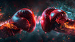 wide poster of hot fighting boxing gloves with the VS letters for versus, Close-up Generative AI 