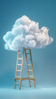© Alina Zavhorodnii - A cloud on a blue background to which a ladder reaches, the concept of growth, ascending to the heavens